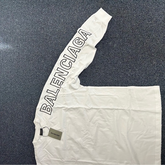 Balenciaga Oversized BB Logo Long Sleeve Shirt White/Black – Size L (Fits XXL) - Picture 3 of 15